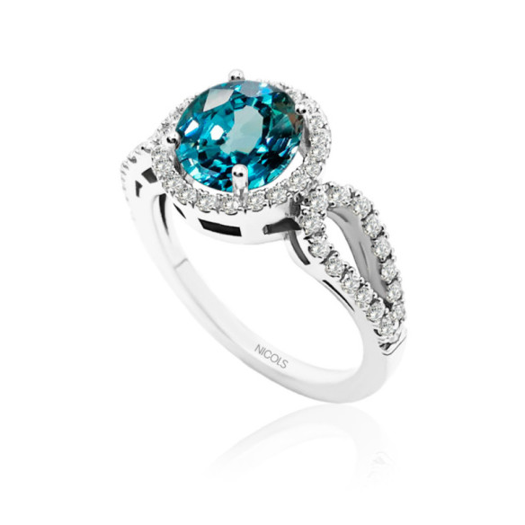Anillo Diamantes Zircón Royal Jewels - Anillos Otras Piedras Preciosas
