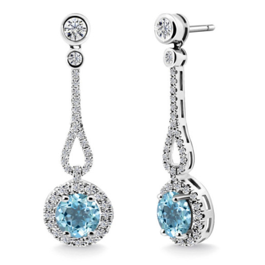 Zircon diamond earrings ROYAL JEWELS - Blue stones earrings