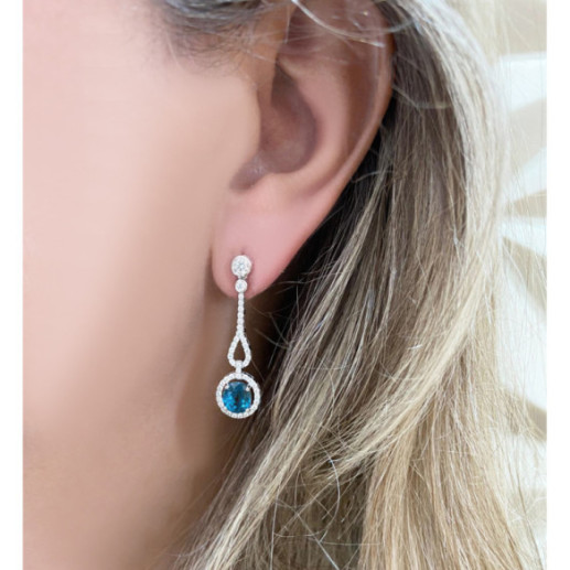Zircon diamond earrings ROYAL JEWELS - Blue stones earrings 2