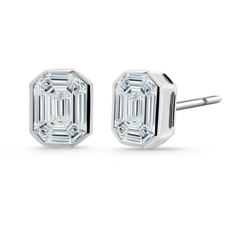 Pendientes Diamantes 1.10 Ct Talla Esmeralda Vrait - Diamantohrringe