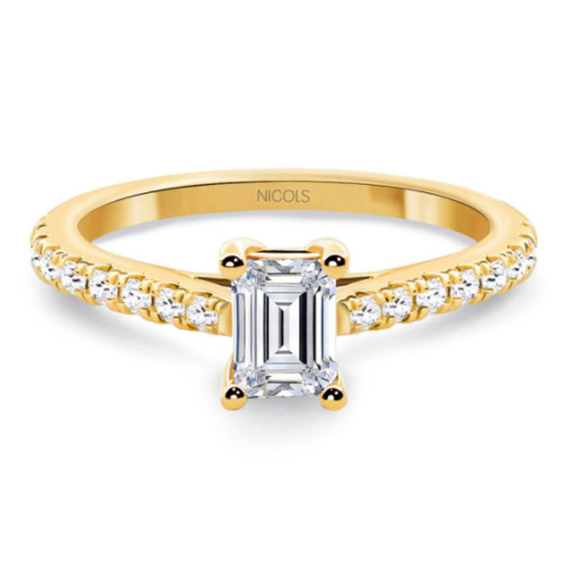 Anillo Diamante 0.45 Esmeralda Camille Oro Amarillo - Solitarios de Oro Amarillo