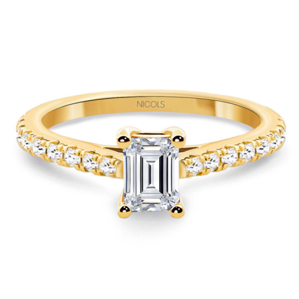 Anillo Diamante 0.45 Esmeralda Camille Oro Amarillo - Solitarios de Oro Amarillo