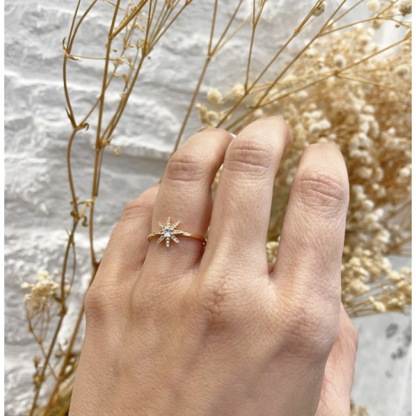 Gold Ring Star Kleine Details - Diamantringe