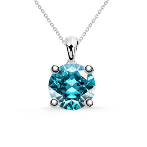 Collar Brillante Azul Jackie 0.50Ct Solitario Oro Blanco - Colgantes de Piedras Azul