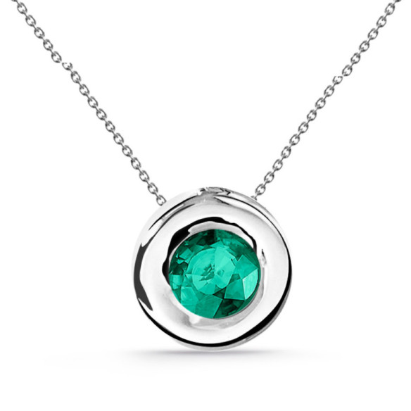 Colgante Esmeralda 0.20 Lady Oro Blanco Y Cadena - COLLIERS