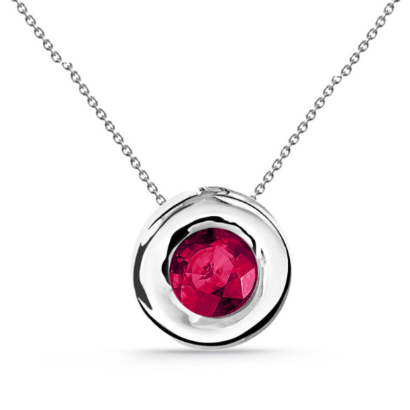 Colgante Rubi 0.20 Lady Oro Blanco Y Cadena - Rote Steinketten