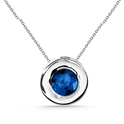 Sapphire Pendant 0.20 LADY White Gold and Chain - Blue stones necklaces