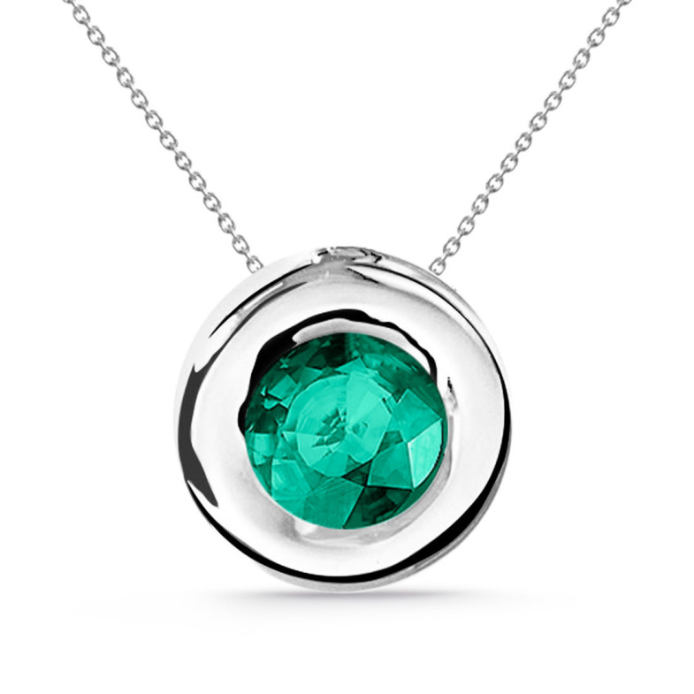 Emerald Pendant 0.50 LADY White Gold and Chain - Green Stone Necklaces