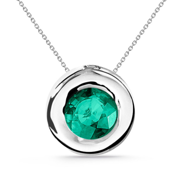 Colgante Esmeralda 0.50 Lady Oro Blanco Y Cadena - Collares de Piedras Verdes