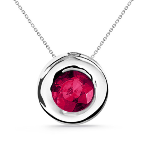 Ruby Pendant 0.50 LADY White Gold and Chain - Red Stone Necklaces