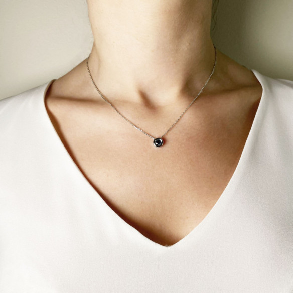 Colgante Zafiro 0.50 Lady Oro Blanco Y Cadena - HALSKETTEN