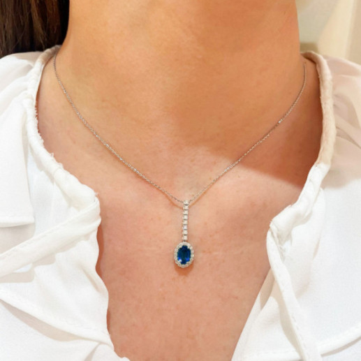 Colgante Zafiro y Diamantes Dalia Sunset 1,00ct - Colliers de pierres bleues 2