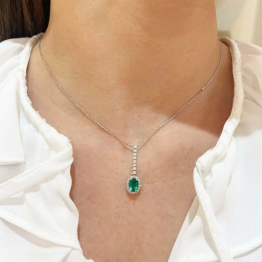 Colgante Esmeralda y Diamantes Dalia Sunset 1,00ct - Collares de Piedras Verdes 2