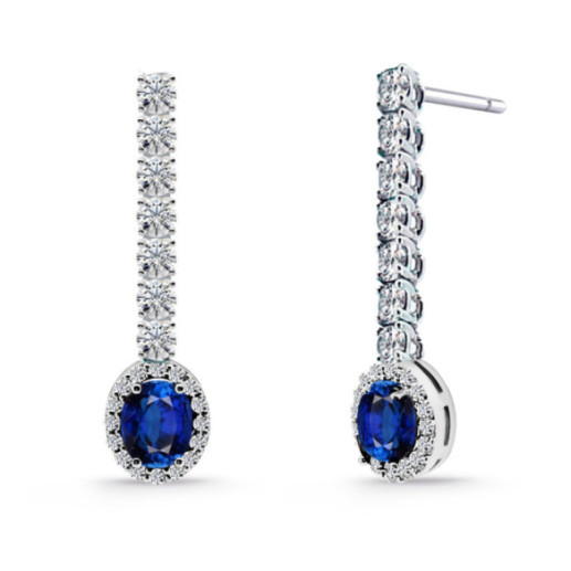 Pendientes zafiros y diamantes Riviere Sunset 1.20ct - Brincos de safira