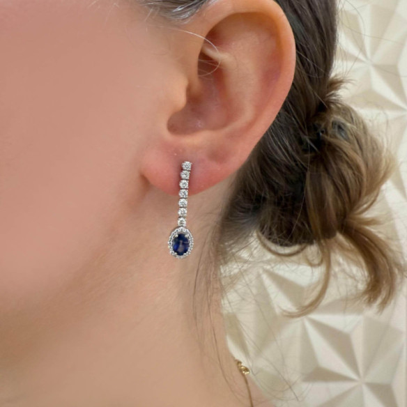 Pendientes zafiros y diamantes Riviere Sunset 1.20ct - Pendientes de Zafiro