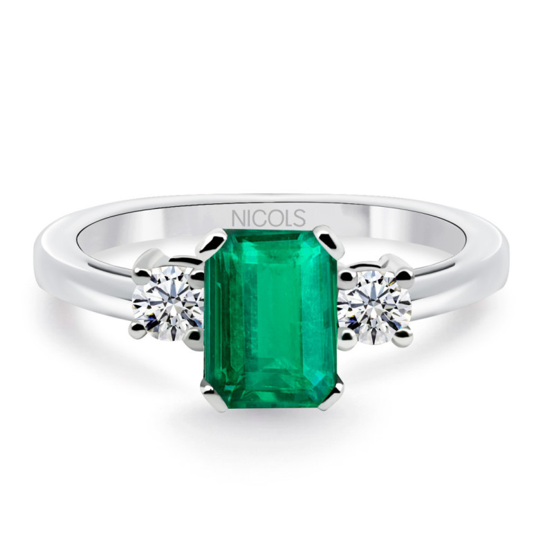 Sunset Emerald and Diamond Ring 0.95ct. - Jewelry