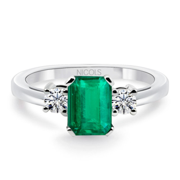 Sunset Emerald and Diamond Ring 0.95ct. - Jewelry