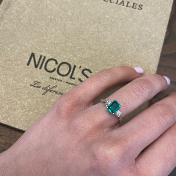 Sunset Emerald and Diamond Ring 0.95ct. - Jewelry