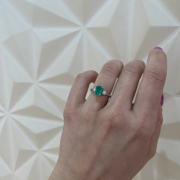Sunset Emerald and Diamond Ring 0.95ct. - Jewelry