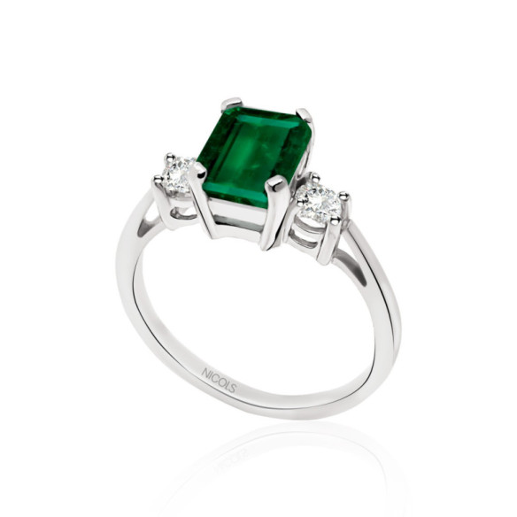 Sunset Emerald and Diamond Ring 0.95ct. - Jewelry