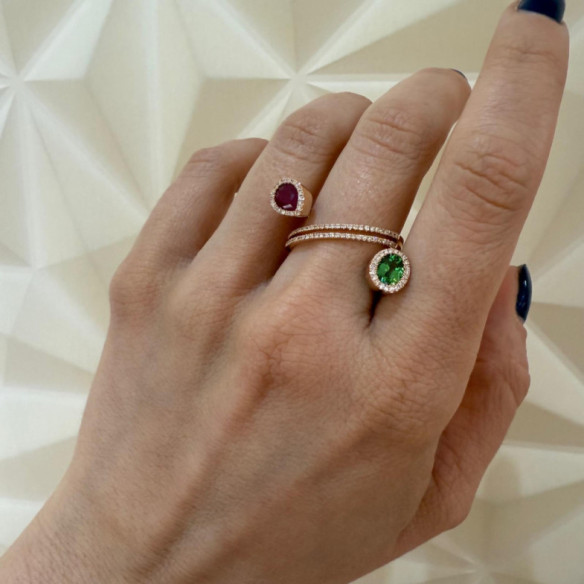 Ruby and Diamond Octopus Ring - Ruby Rings