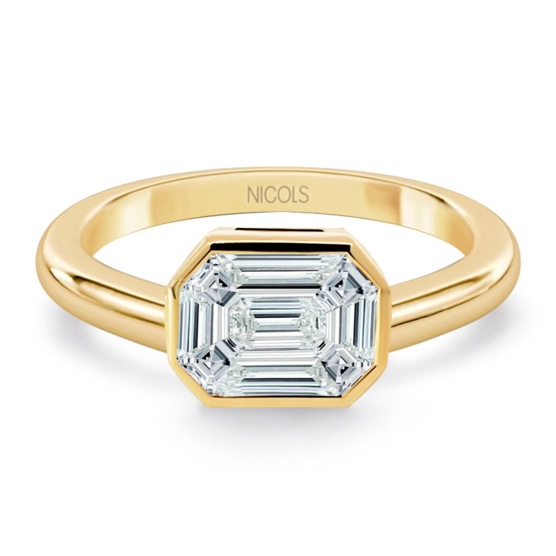 Anillo Diamantes 0.55 Ct Talla Esmeralda Vrait Horizontal - Anillos de Diamantes