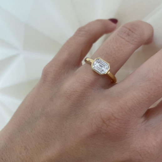 Anillo Diamantes 0.55 Ct Talla Esmeralda Vrait Horizontal - Anéis de diamante 2