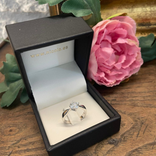 Anillo Compromiso Jackie Twisted Oro Blanco (18K) Con Diamante 0.95Ct - Blanc or blanc solitaire 2