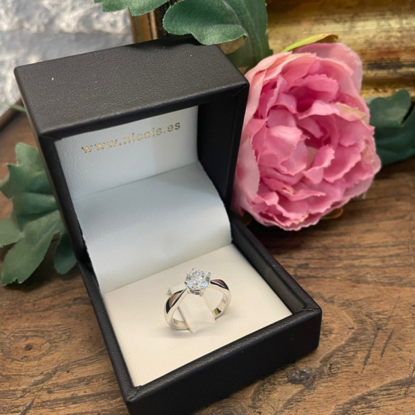 Anillo Compromiso Jackie Twisted Oro Blanco (18K) Con Diamante 0.95Ct - Blanc or blanc solitaire