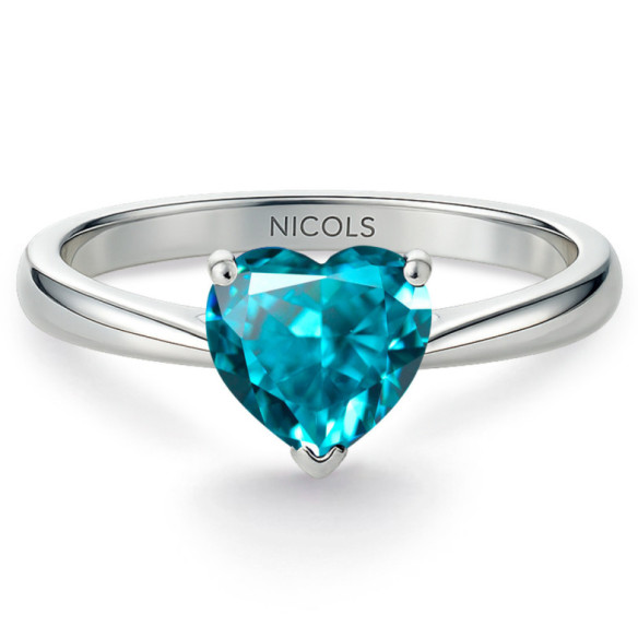 Anillo Zircón Azul Corazón Color Heart 0.90Ct - Ringe andere Edelsteine