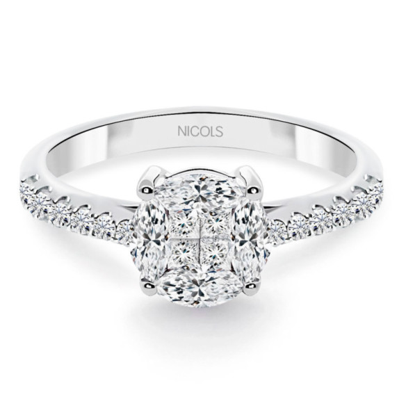 Anel de diamante roseta 0,97 ct diamante clássico - Brilhante