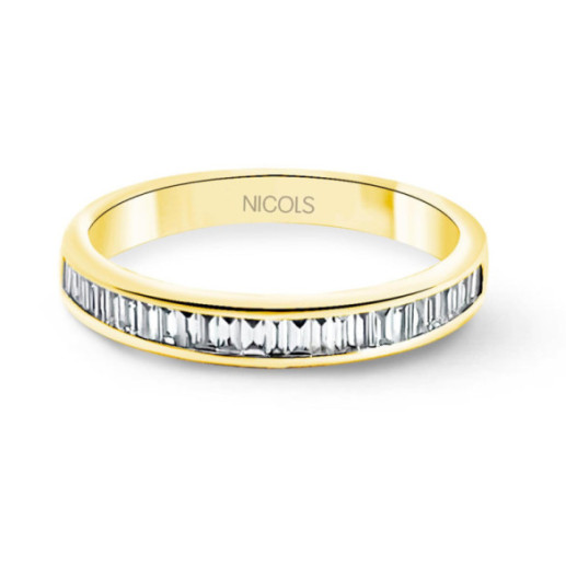 Anillo Alianza Abelia Oro Amarillo - Baguette de escultura