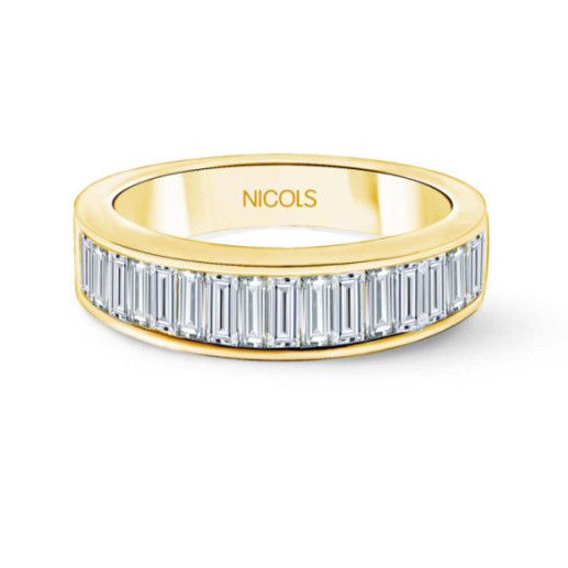 Anillo Alianza Abelia Oro Amarillo 1,40 Ct - Baguette de escultura