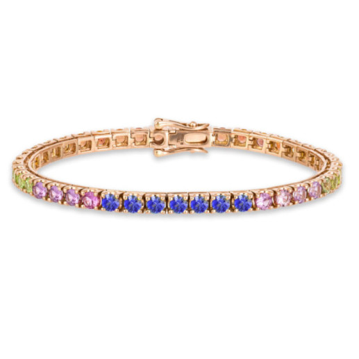 Pulsera Zafiros Colores Oro Rosa Rainbow - Pulseras Piedras Color