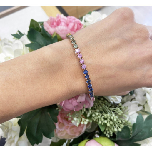 Pulsera Zafiros Colores Oro Rosa Rainbow - Pulseras Piedras Color 2