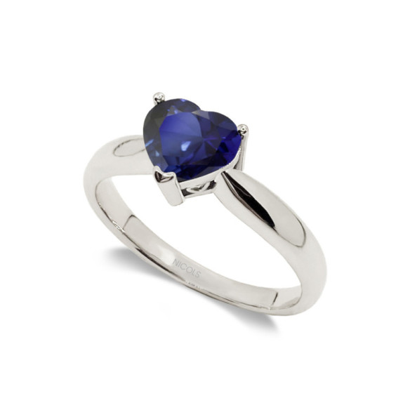Anillo Zafiro Corazón Sangre Azul 0.90Ct - Anillos de Zafiro