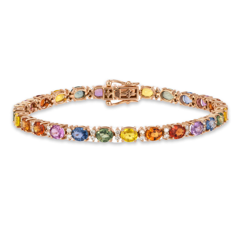 Diamant-Armband und Saphirfarben Pink Rainbow Gold - Steine Farbarmbänder