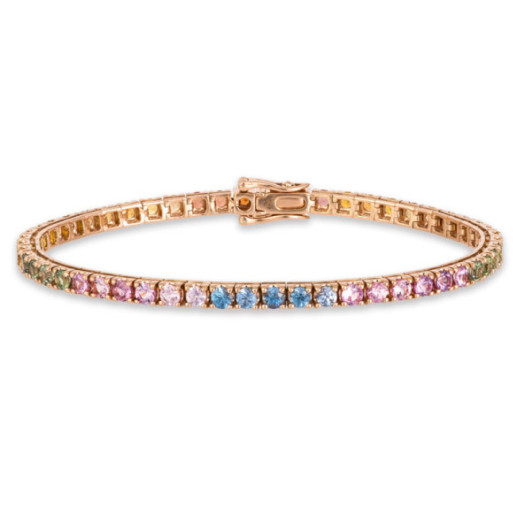Pulsera  Zafiros Colores Oro Rosa Rainbow - Pulseras Piedras Color