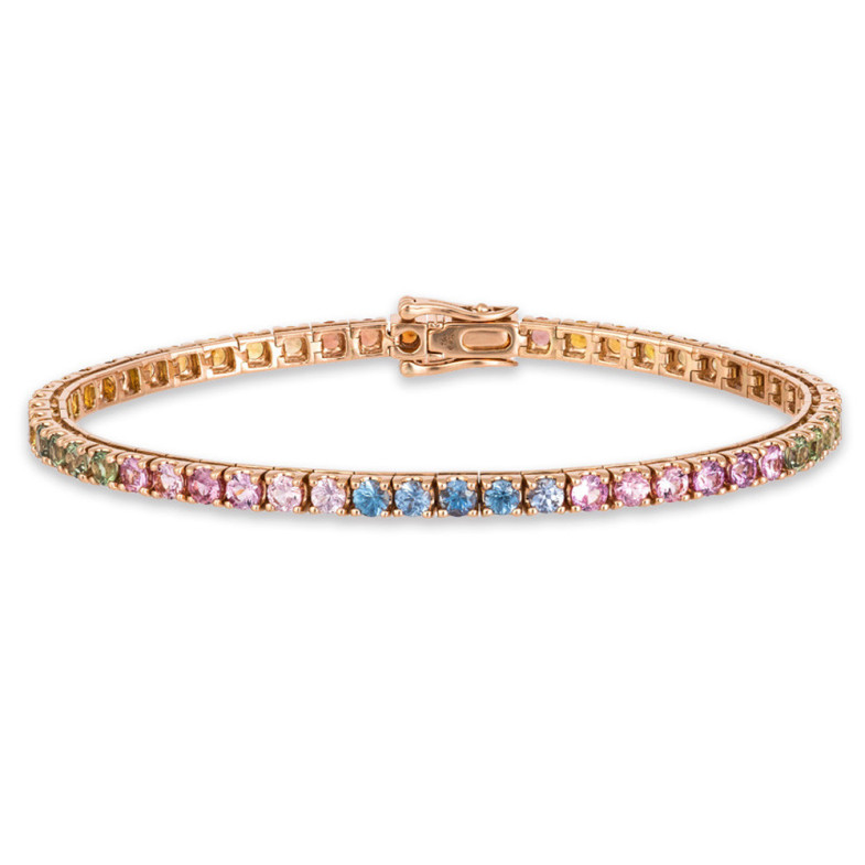Armband Saphirfarben Rosa Gold Regenbogen - Steine Farbarmbänder