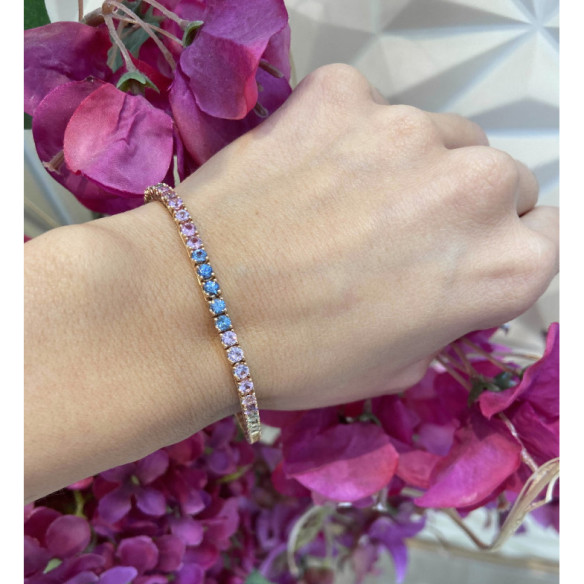 Pulsera  Zafiros Colores Oro Rosa Rainbow - Bracelets de couleur de pierres