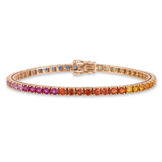 Regenbogen-Roségoldfarbenes Saphir-Armband - Steine Farbarmbänder