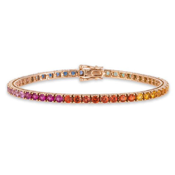 Bracciale con zaffiri color oro rosa arcobaleno - Braccialetti colorati pietre
