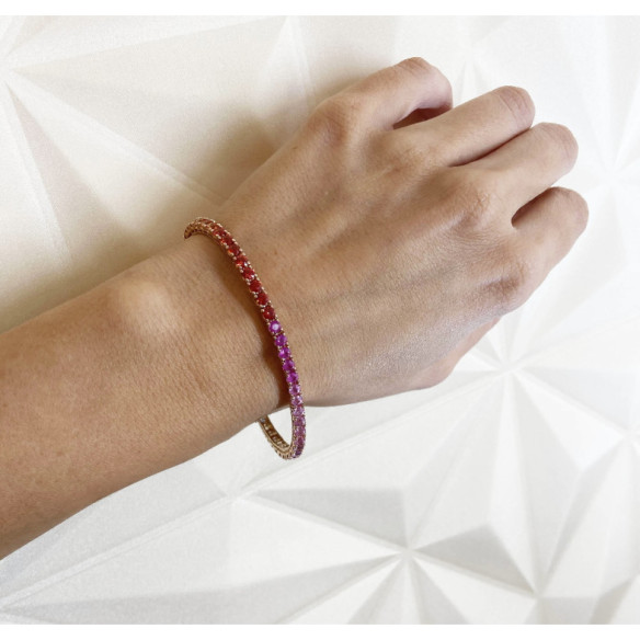 Bracciale con zaffiri color oro rosa arcobaleno - Braccialetti colorati pietre