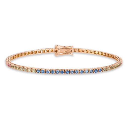 Pulsera  Zafiros Colores Oro Rosa Rainbow 2.60Ct - Pulseras Piedras Color