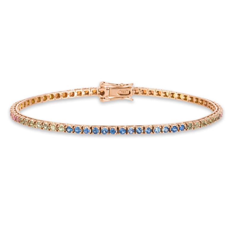 Pulsera  Zafiros Colores Oro Rosa Rainbow 2.60Ct - Pulseras Piedras Color