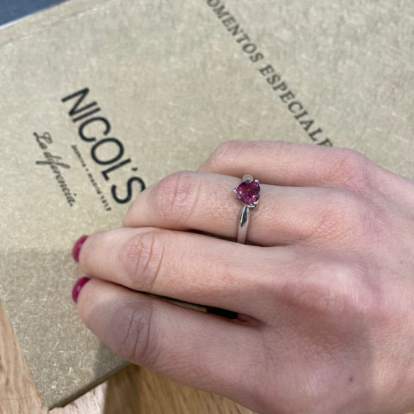 Anillo Turmalina Rosa Corazón Color Heart 0.90Ct - Anéis Outras pedras preciosas