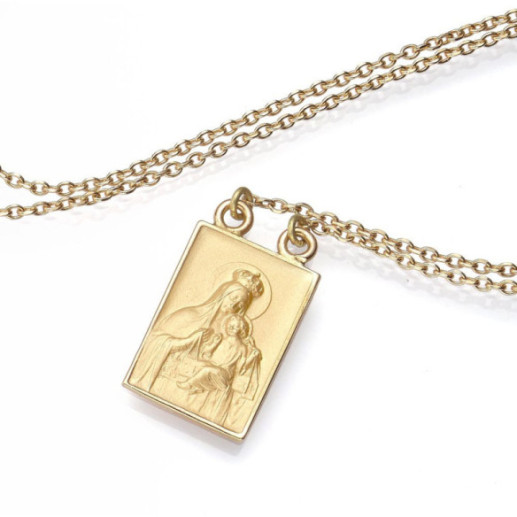 Escapulario oro con cadena Sagrado Corazón Virgen del Carmen - Médailles scapulaires 2