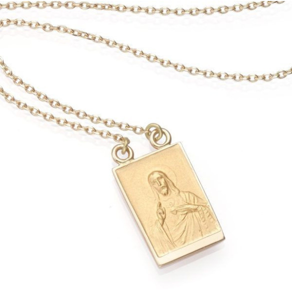 Escapulario oro con cadena Sagrado Corazón Virgen del Carmen - Médailles scapulaires