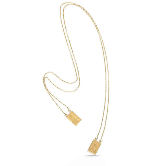 Escapulario oro con cadena Sagrado Corazón Virgen del Carmen - Medallas Escapularios