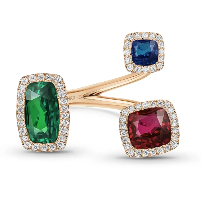 Octopus Diamond Square Ring - Ruby Rings